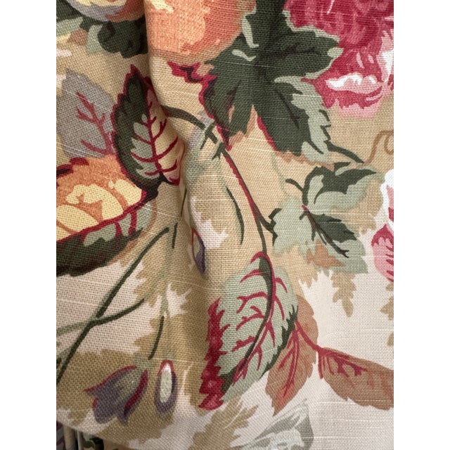 Tan Vintage Thomasville Floral Vallance & 2 Panel Drape Set For Sale - Image 8 of 9