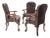 Brown Leather Chesterfield Backs & Seat Carved Walnut Armchairs Fireside Chairs For Sale