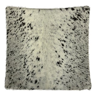 Premium Brazilian Watusi Cowhide Pillow Cover 16x16 – Speckled Ivory Spine – Handcrafted by Pablo Sota Designs For Sale