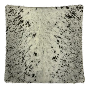 Premium Brazilian Watusi Cowhide Pillow Cover 16x16 – Speckled Ivory Spine – Handcrafted by Pablo Sota Designs