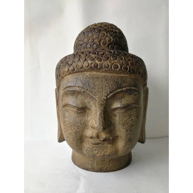 2020s Hand Carved Stone Buddha Head For Sale - Image 5 of 11