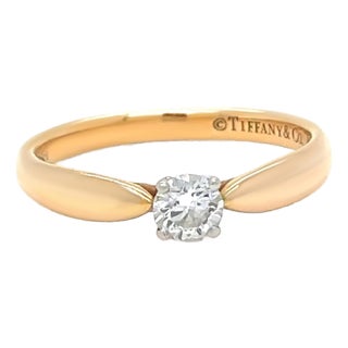 Tiffany & Co. 18ct Rose Gold & Platinum Harmony Diamond Ring 0.26ct 2.8g, Size 5.75 For Sale