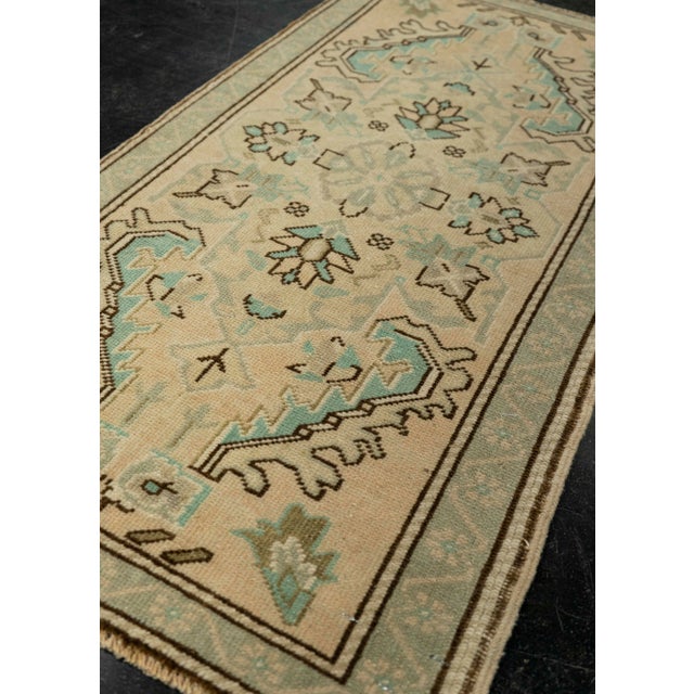 Textile Turkish Mini Rug Oriental Hand Knotted Vintage Rug 1'10" x 3'4" #21092 For Sale - Image 7 of 8