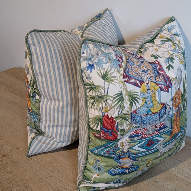 Brunschwig & Fils Lodi Garden Pillows in Ivory - Pair For Sale - Image 9 of 9