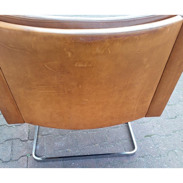 Mid-Century DS 201 Armchairs in Cognac-Colored Cowhide Leather by Robert Haussmann for De Sede, 1960s, Set of 2 For Sale - Image 9 of 15