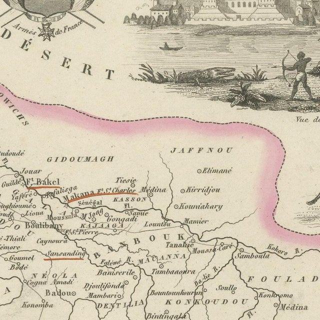 Antique Map of French Senegal, Goree and the Fouta-Djallon, 1860 For Sale - Image 6 of 12