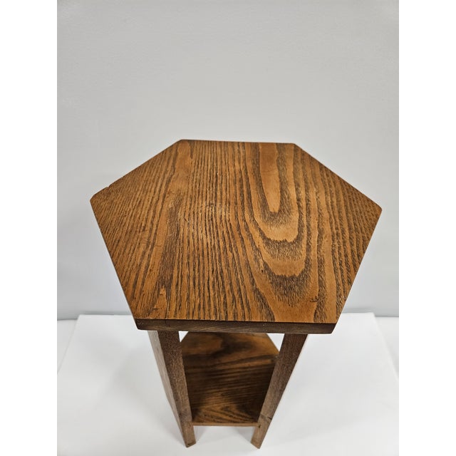 Wood Antique Oak Plant Stand For Sale - Image 7 of 13