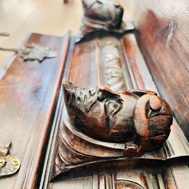 Old unique Dutch wall hanger, coat rack with shelf handmade of wood. with one top shelf and several hooks that allows a...