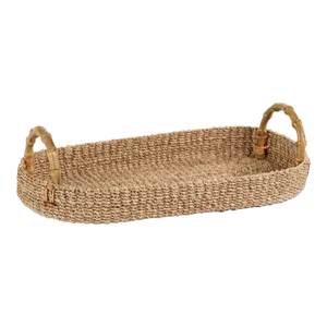 Timor Multipurpose Abaca Tray with Bamboo Handles, Medium