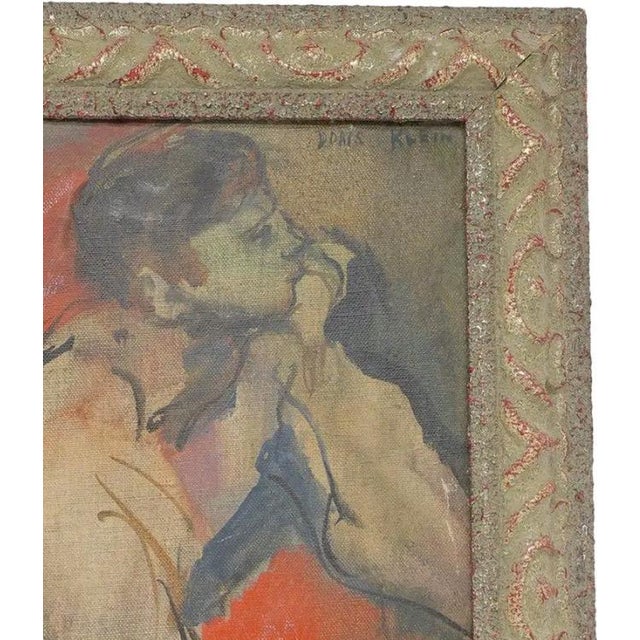 Original Mid Century Modern Figural Oil Painting by Doris Klein New York School For Sale In Portland, ME - Image 6 of 10