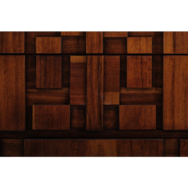 Mid-Century Modern Mid-Century Lane Staccato Brutalist Walnut Highboy Dresser For Sale - Image 3 of 4