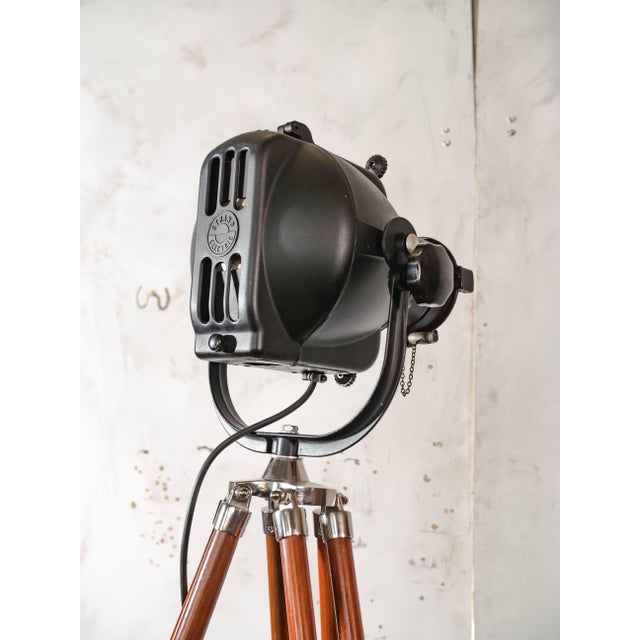 Vintage Theater Lamp on Wooden Tripod Floor Lamp, 1960s For Sale - Image 14 of 15