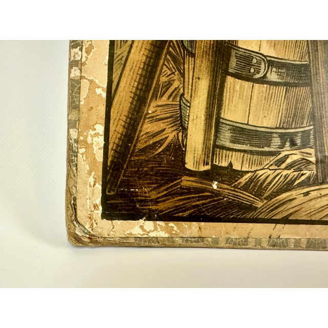 Czech Educational School Board with Cow, 1900s, in Good conditions. Designed 1890 to 1919