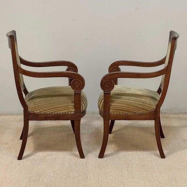 Pair of French Empire Period Mahogany Ormolu Armchairs ~ Fauteuils For Sale - Image 4 of 18