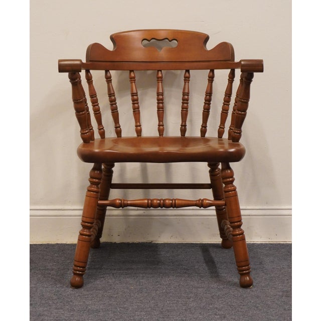American Tell City Solid Hard Rock Maple Colonial Pub Style Dining Arm Chair For Sale - Image 3 of 8