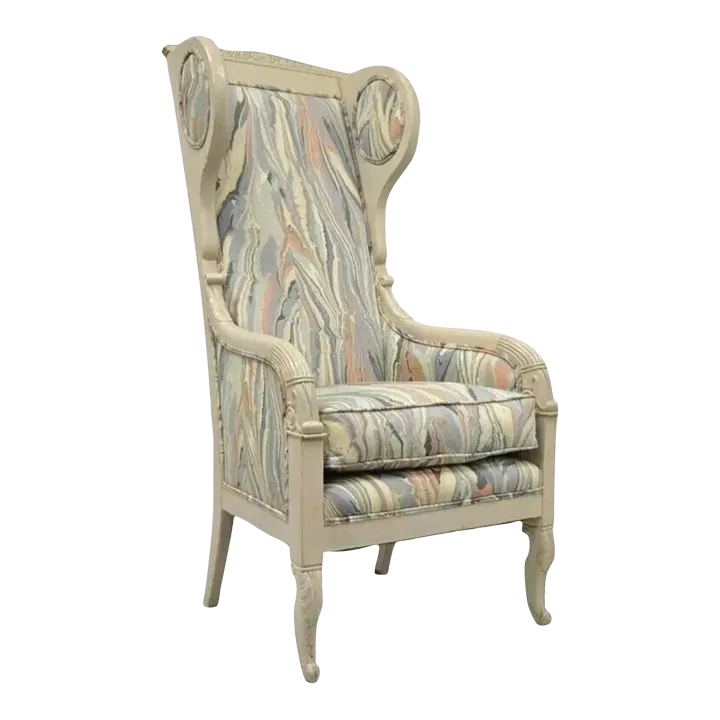 Vintage French Empire Neoclassical Style Marble Fabric High