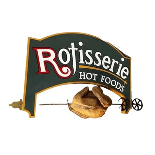 Oversized Rotisserie Chicken Hot Foods Kitchen Advertisement Sign For Sale