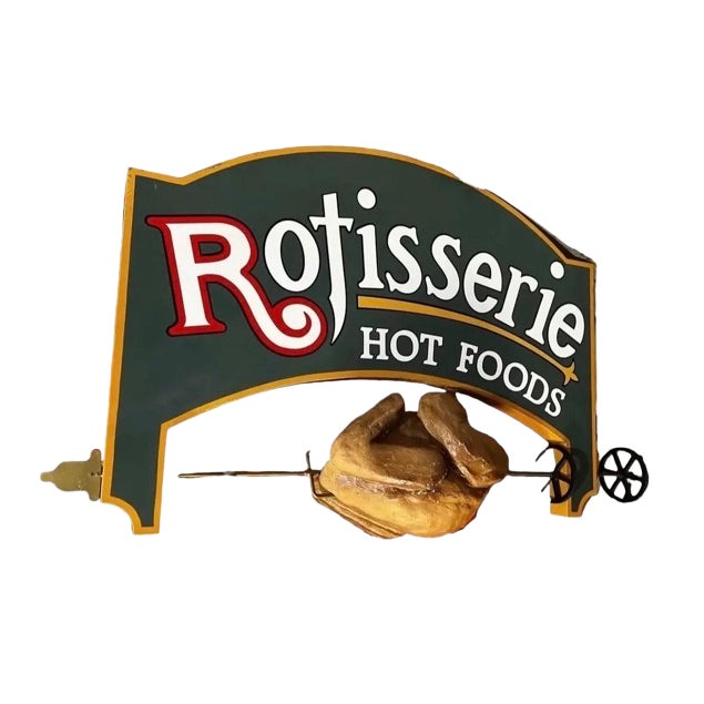 Oversized Rotisserie Chicken Hot Foods Kitchen Advertisement Sign For Sale