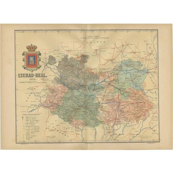 A Detailed Cartographic Survey of La Mancha in Spain, 1902 For Sale