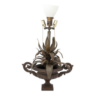 Maison Jansen Style Cast Palm Leaf Motif Lamp For Sale