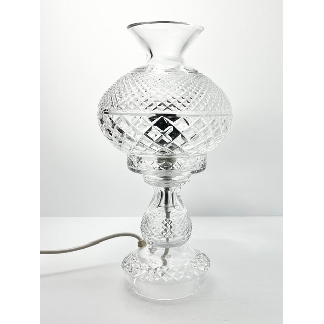 Waterford Inishmore/Inishmaan, Alana Electric Crystal Hurricane Table Lamp 14” Good vintage condition. Tested and works....