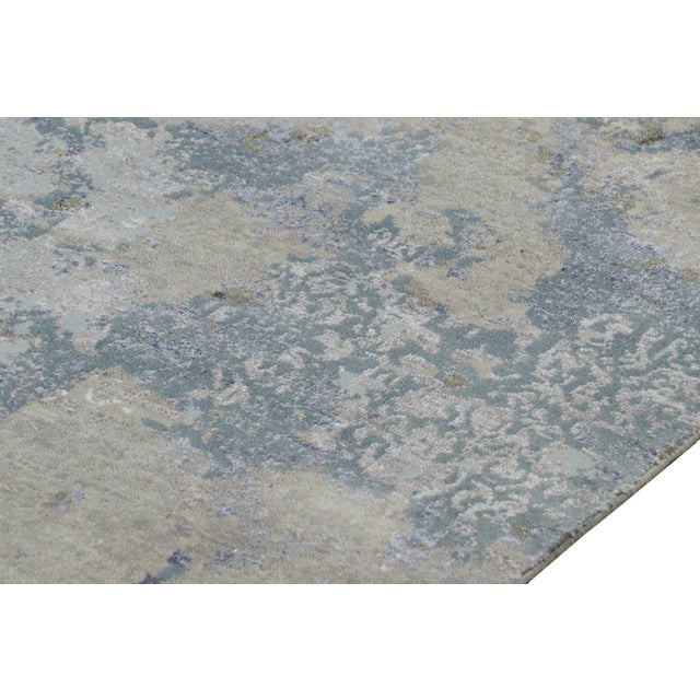 Rug & Kilim’s Oversized Abstract Rug With Blue and Silver-Gray Patterns For Sale In New York - Image 6 of 7