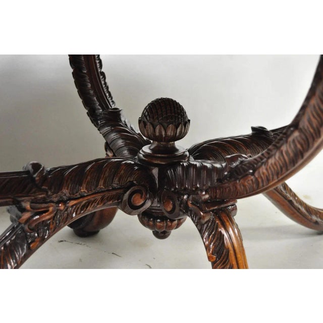 Antique Grosfeld House French Regency Plume Carved Mahogany Marble Coffee Table For Sale - Image 10 of 13