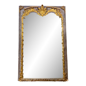 19th C. French Parcel Gilt Trumeau Mirror