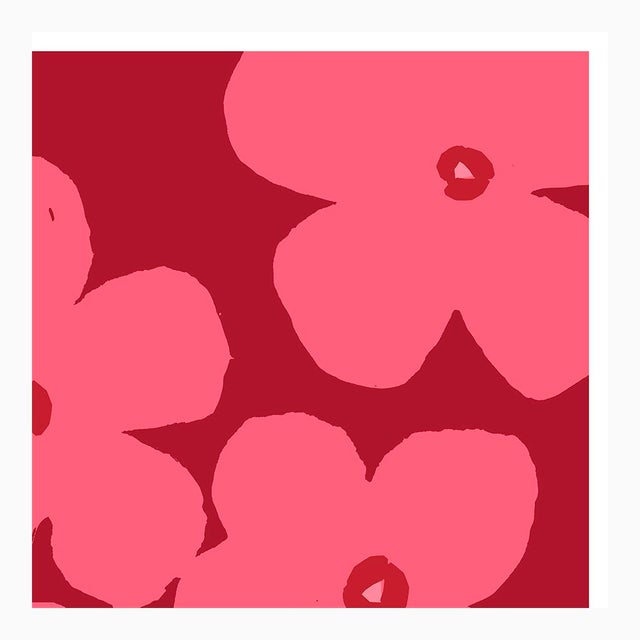 Red and Deep Salmon Flowers Fine Art Print 40" X 64" by Liz Roache For Sale - Image 4 of 6