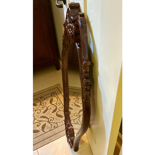 1940s Circa 1940s Vintage Rococo Style Mirror with Carved Floral Motifs, In the Style of Louis XV For Sale - Image 5 of 9