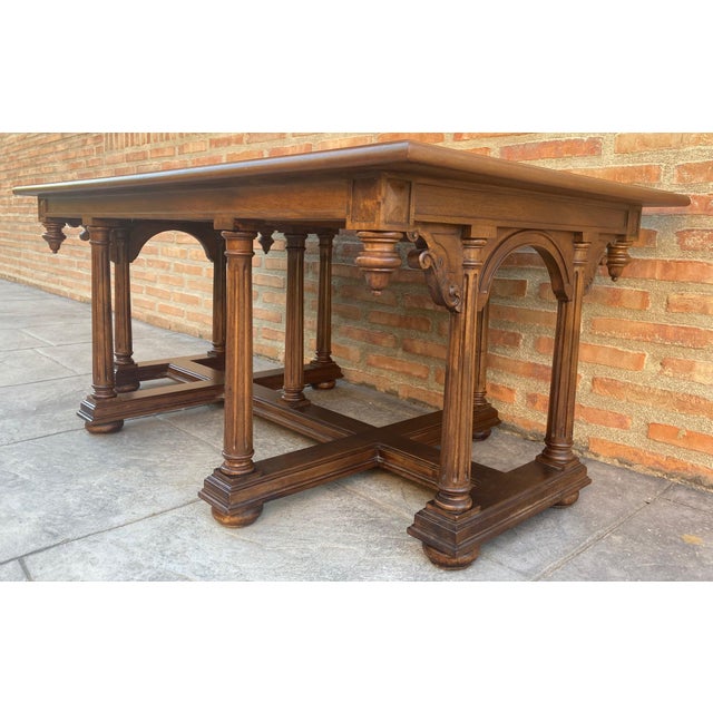 Late 19th Century Spanish Carved Coffee table with Wood Stretchers For Sale - Image 18 of 18