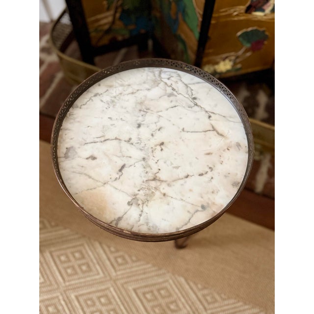 Antique French Bouillotte Style Table- Round Marble Top Drink Table For Sale - Image 9 of 11