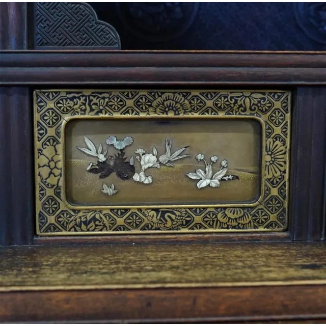Brown Late 19th Century Japanese Meiji Shibayama Wooden Cabinet For Sale - Image 8 of 13