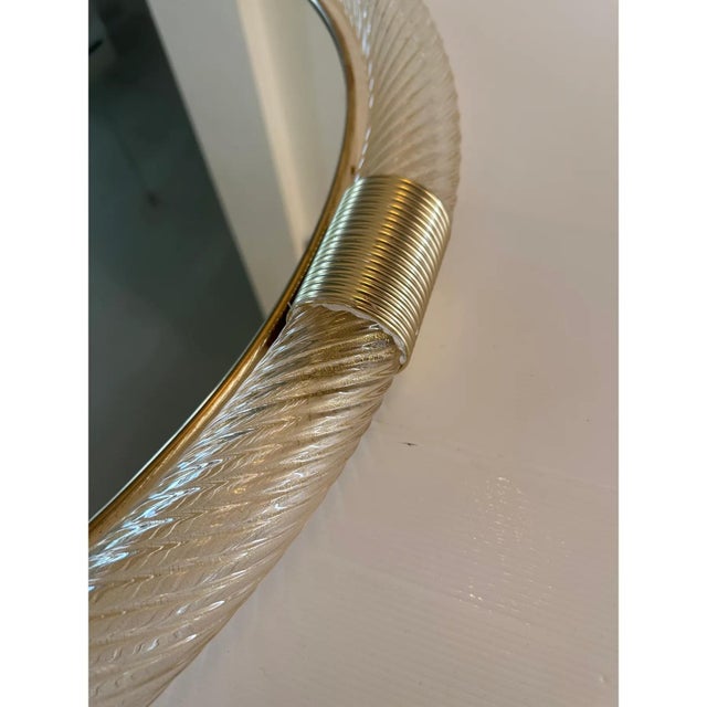 Round Torciglione Gold Murano Glass Wall Mirror in Barovier Style by Simoeng for Simoeng For Sale - Image 9 of 10