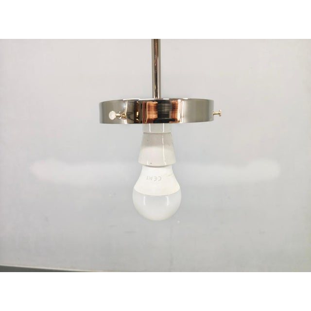Art Deco Pendant Light in Chrome & Milk Glass, 1970s For Sale - Image 11 of 12