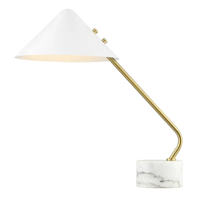Shields 20.75" Table Lamp in White/Brass For Sale