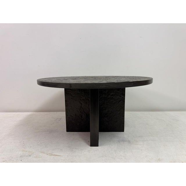 Round Black Concrete Moon Coffee Table, 1980s For Sale - Image 4 of 12