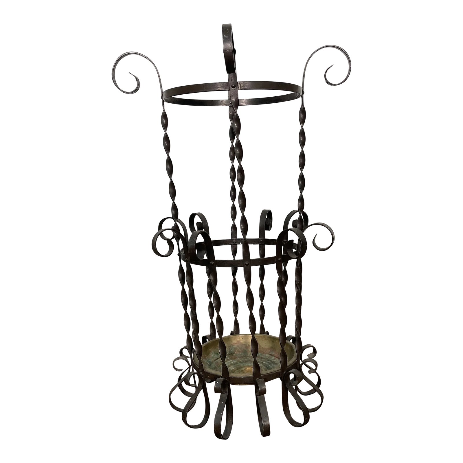 Mid 20th Century Wrought Iron Umbrella Holder Chairish