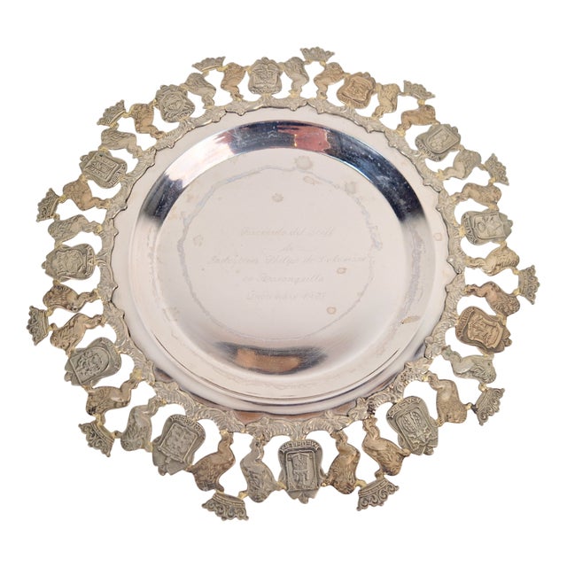 900 Pure Silver Platter from Florentina, Bogota, Colombia, 1970s For Sale
