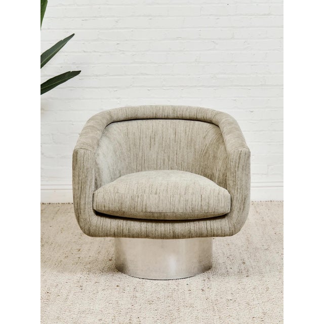 Mid 20th Century Styled After Leon Rosen for Pace Mid Century Chrome Swivel Lounge Chair For Sale In Los Angeles - Image 6 of 11