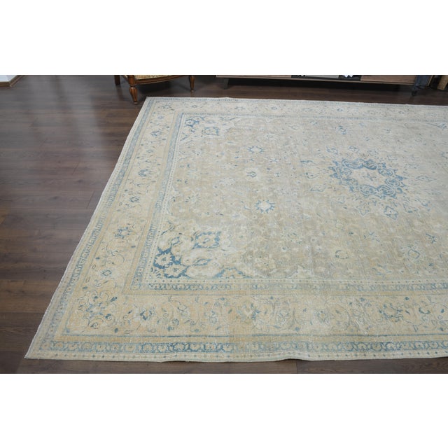 1970s Vintage Persian Handmade Wool Cotton Beige Area Rug For Sale - Image 4 of 11