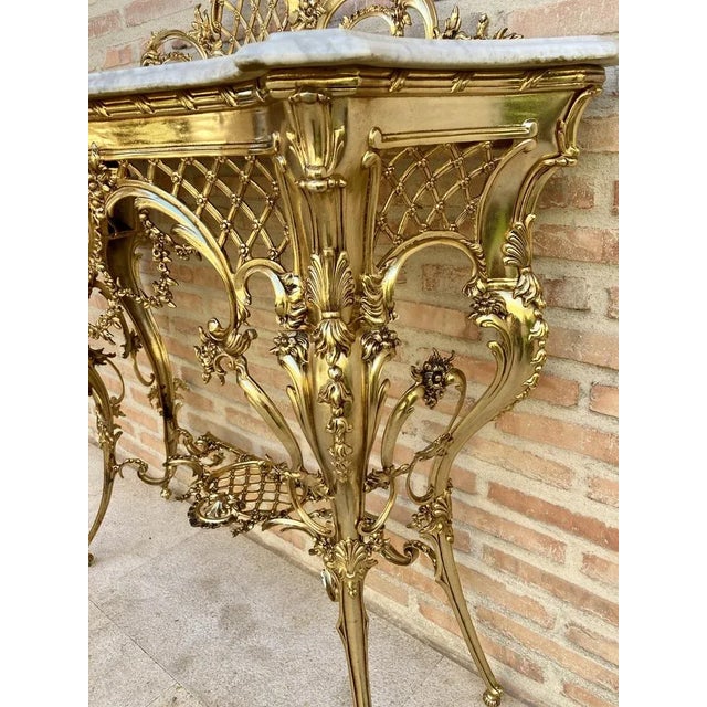1950s Mid-Century Italian Marble Top & Bronze Console, 1960 For Sale - Image 5 of 11