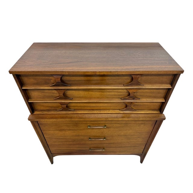 Mid-Century Modern Kent Coffey Perspecta Walnut High Chest For Sale In Philadelphia - Image 6 of 9