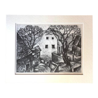 Vtg 1939 Print in 11x14 Mat, Ready to Frame: Albert Heckman, "The Side Street" For Sale