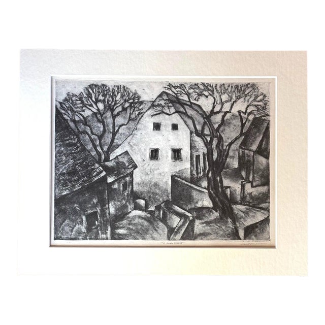 Vtg 1939 Print in 11x14 Mat, Ready to Frame: Albert Heckman, "The Side Street" For Sale