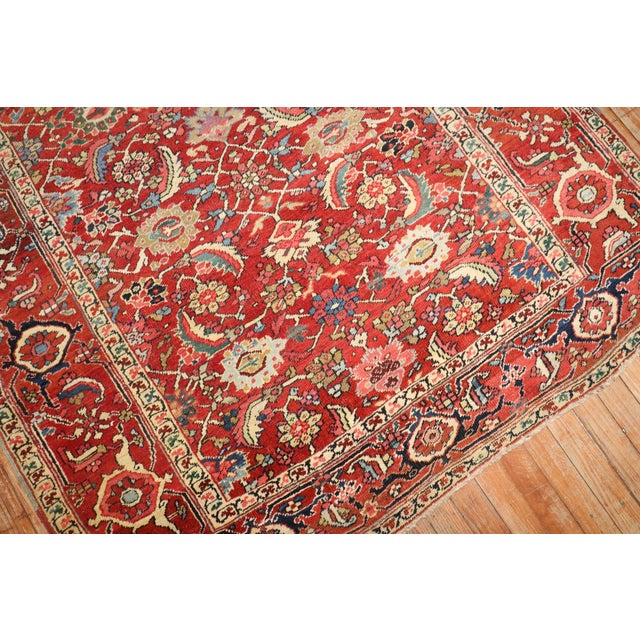 Textile Antique Zabihi Collection Persian Serapi Red Rug For Sale - Image 7 of 12