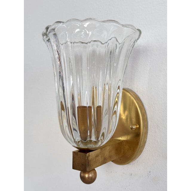 Vintage Italian Brass and Murano Glass Wall Sconces, 1990s, Set of 2 For Sale - Image 15 of 17