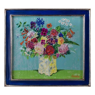 Felicita Frai, Still Life with Vase of Flowers, Oil Painting, 1970 For Sale