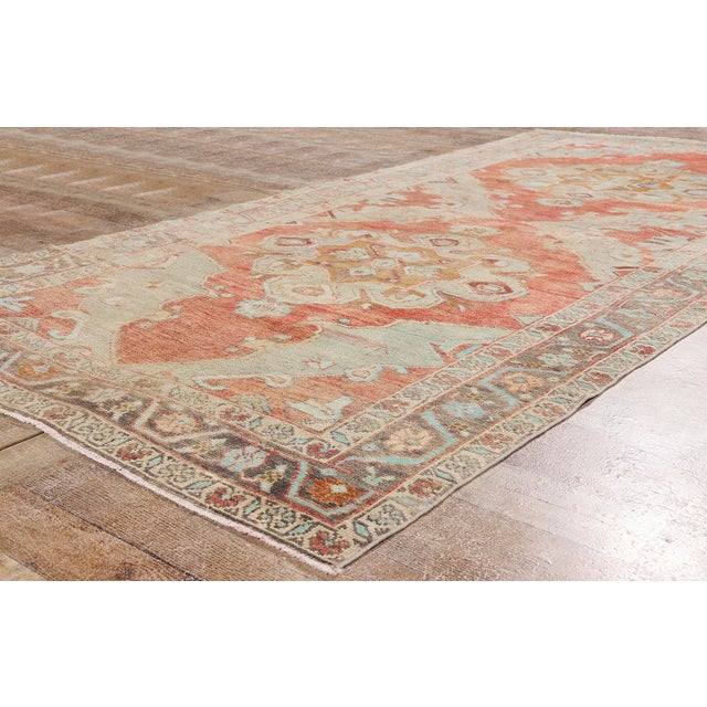 Terra Cotta Vintage Turkish Oushak Rug, 04'07 X 09'06 For Sale - Image 8 of 10