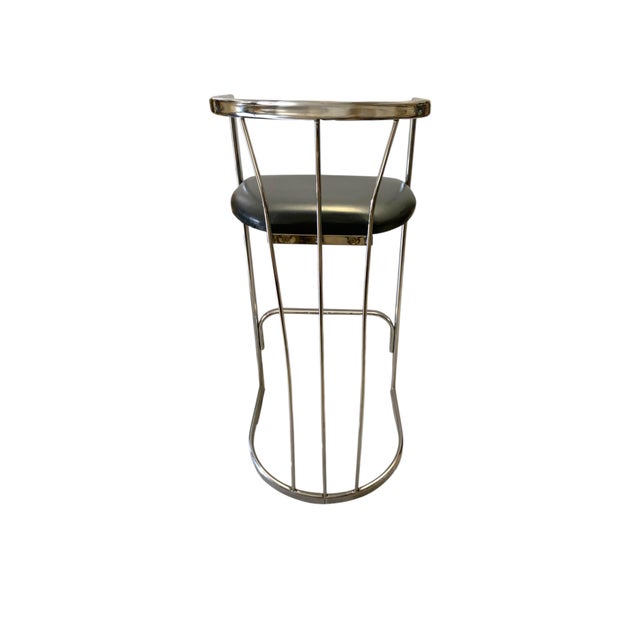 Metal 1970s Leather and Chrome Modern Style Bar Stools- Set of 2 For Sale - Image 7 of 7